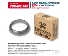 Кольцо уплотнительное  Renault Logan, Lada Largus 16 клапанной приемной трубы. CBD605.005