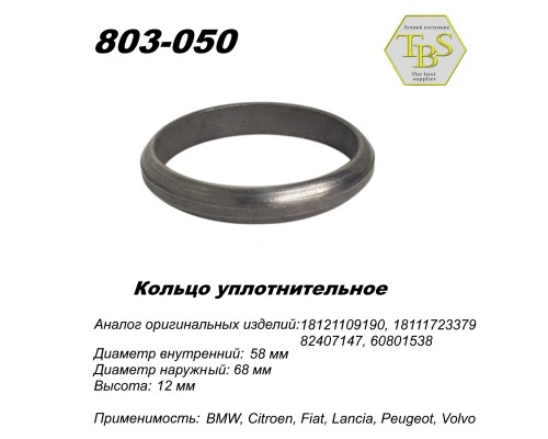 Кольцо глушителя уплотнительное, спеченное