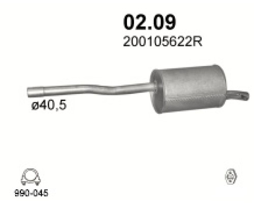 Глушитель задняя часть Dacia Logan