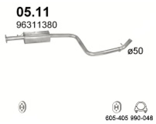 Глушитель средняя часть Daewoo Nubira