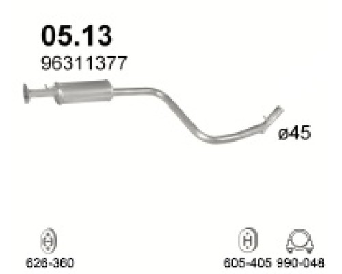 Глушитель средняя часть Daewoo Nubira