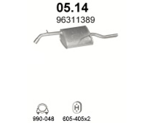 Глушитель задняя часть Daewoo Nubira