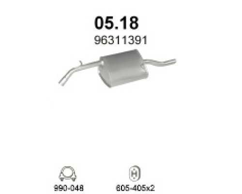 Глушитель задняя часть Daewoo Nubira