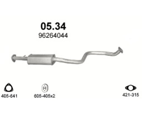 Глушитель средняя часть Daewoo Tacuma