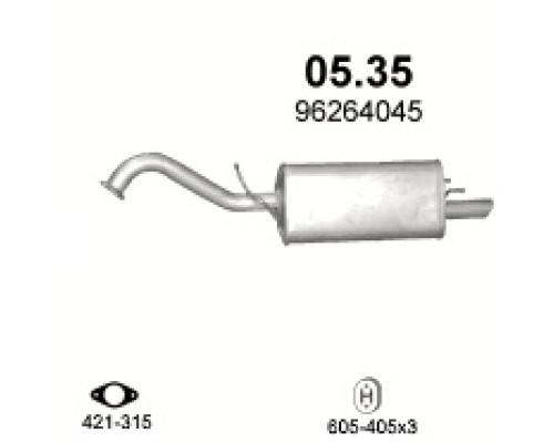 Глушитель задняя часть Daewoo Tacuma