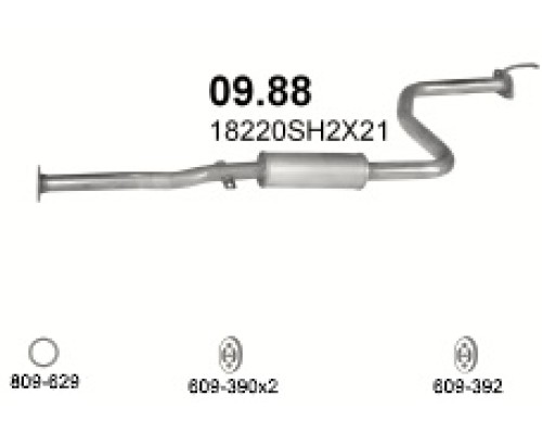 Глушитель средняя часть Honda Civic CRX