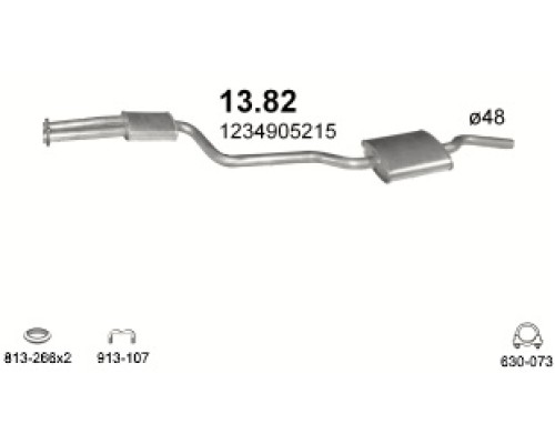 Глушитель средняя часть Mercedes 230 T123