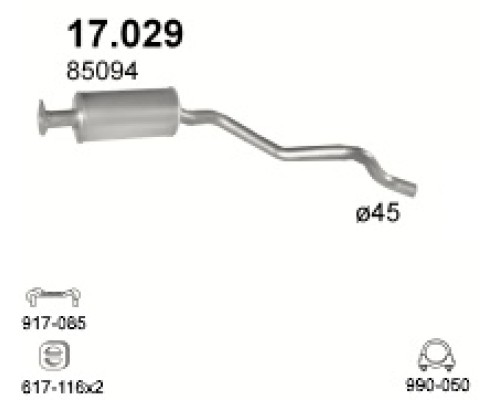 Глушитель средняя часть Opel Kadett