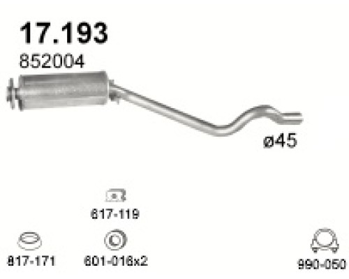 Глушитель средняя часть Opel Kadett