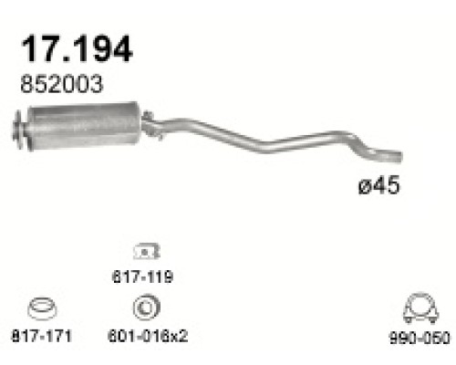 Глушитель средняя часть Opel Kadett