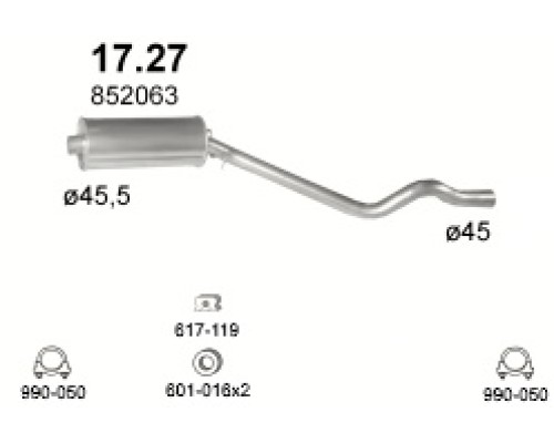 Глушитель средняя часть Opel Kadett