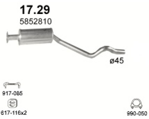 Глушитель средняя часть Opel Kadett
