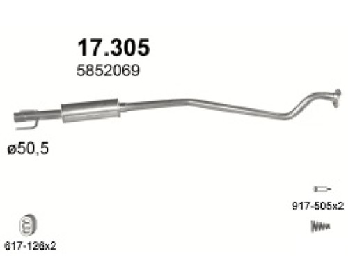 Глушитель средняя часть Opel Astra G