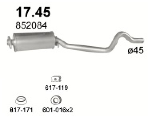 Глушитель средняя часть Opel Kadett