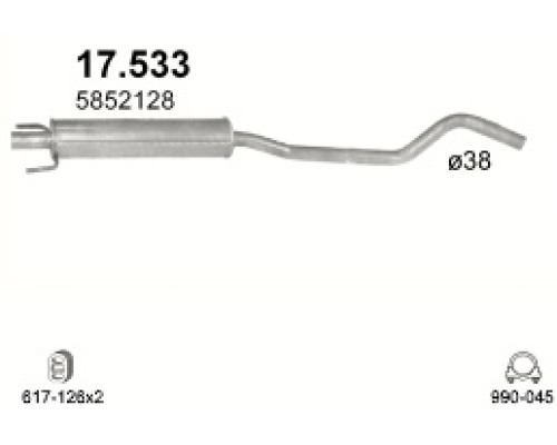 Глушитель средняя часть Opel Corsa C