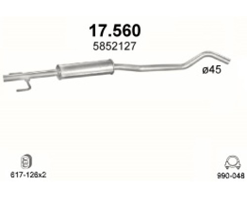 Глушитель средняя часть Opel Corsa C