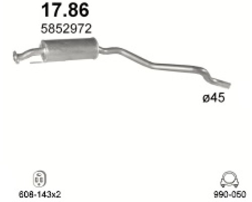 Глушитель средняя часть Opel Astra J