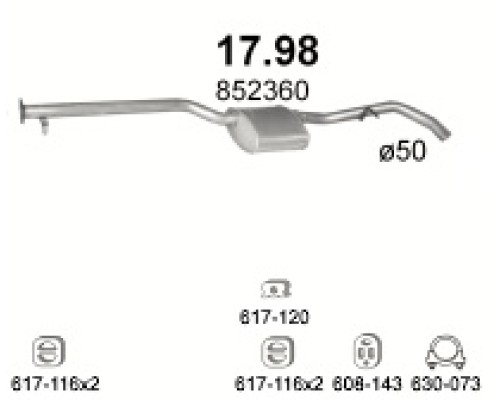 Глушитель средняя часть Opel Calibra