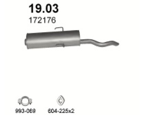 Глушитель задняя часть Peugeot 309