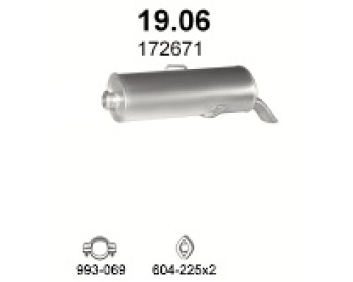 Глушитель задняя часть Peugeot 106