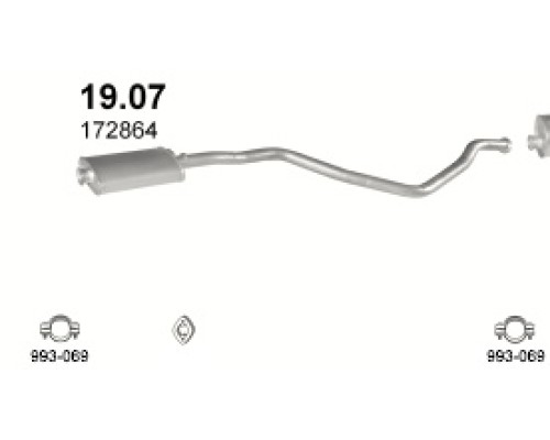 Глушитель средняя часть Peugeot 405