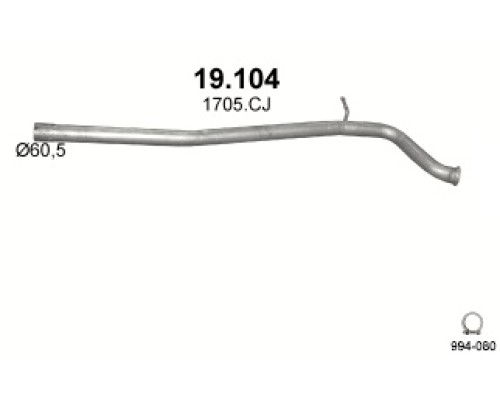 Труба выхлопная Peugeot 406