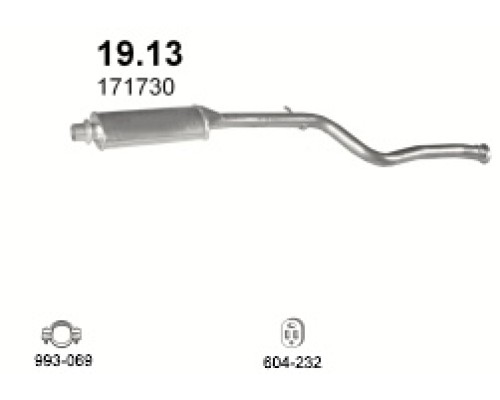 Глушитель средняя часть Peugeot 106
