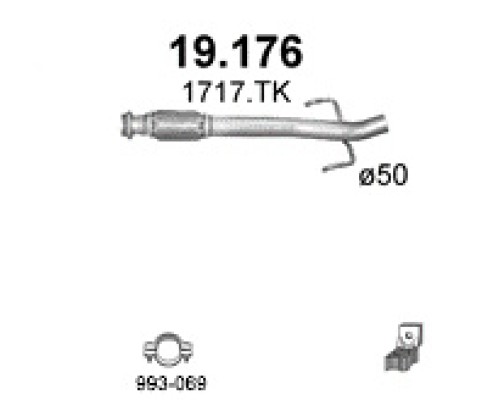 Труба выхлопная Peugeot 207  1.4 2007